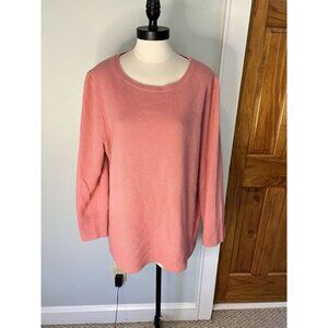 J Crew Women Med Sweater Wool/Cashmere Pink Round Neck Preppy Coquette Soft